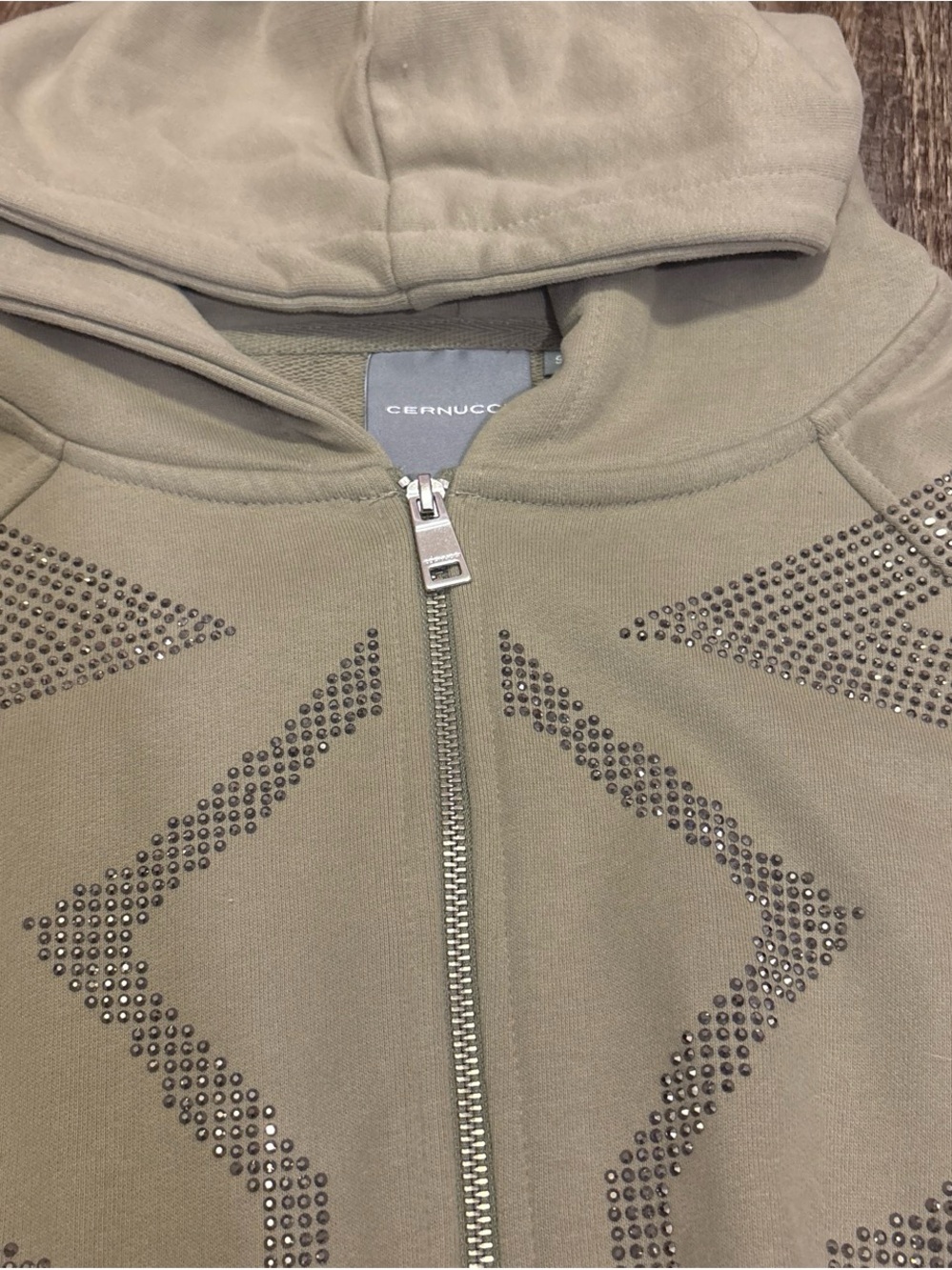 Embellished Olive Zip Hoodie & Jogger Jumpsuit Set - Picture 5 of 8